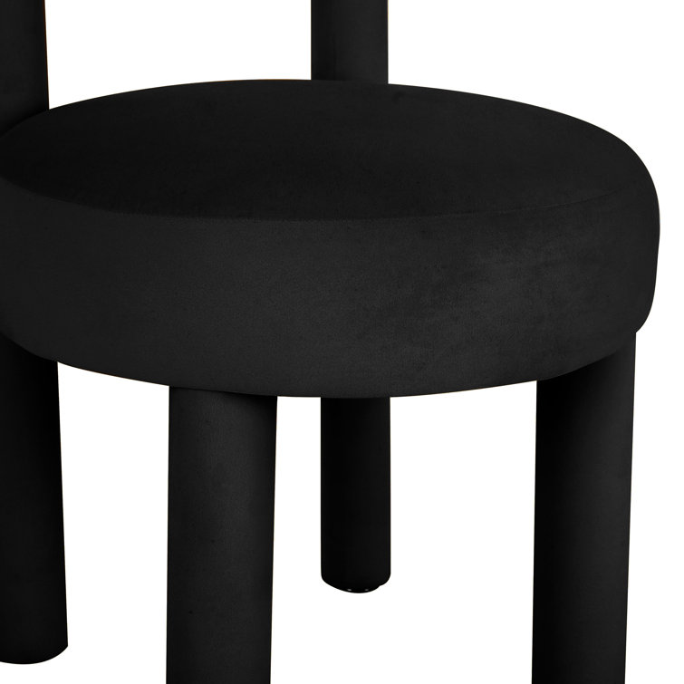 Cecilia Black Velvet Upholstered Dining Chair with Solid Wood Legs