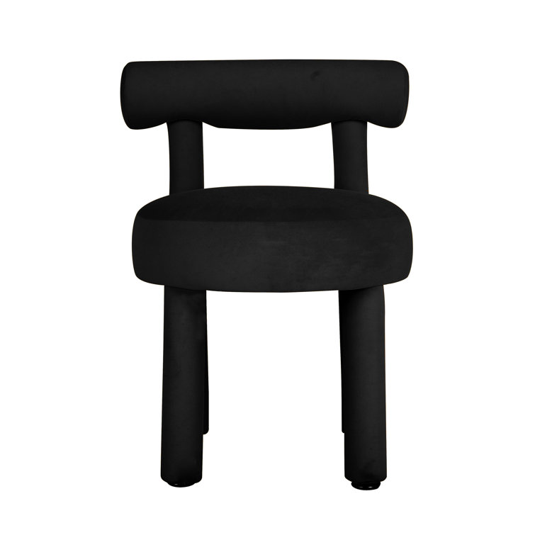 Cecilia Black Velvet Upholstered Dining Chair with Solid Wood Legs