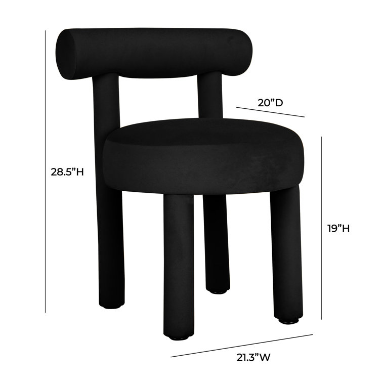 Cecilia Black Velvet Upholstered Dining Chair with Solid Wood Legs