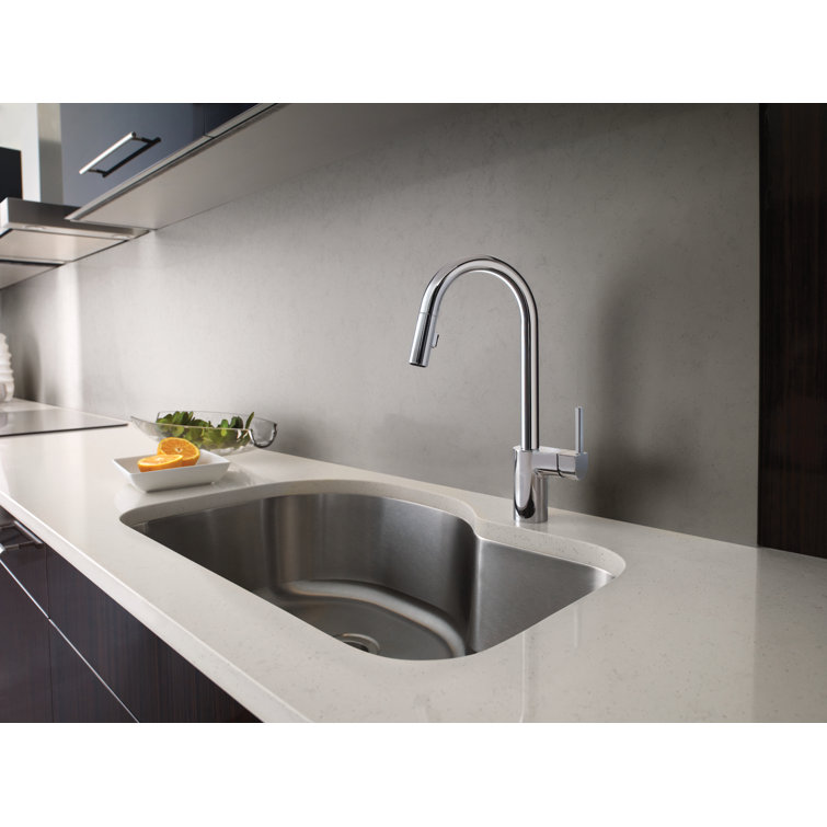 Chrome Stainless Steel Pull-Down Kitchen Faucet with Spray
