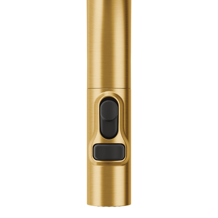 Brushed Gold Stainless Steel Modern Kitchen Faucet with Pull-out Spray