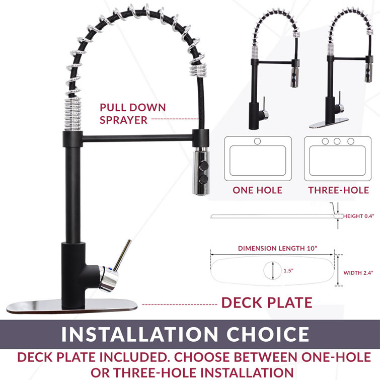 21" Matte Black Stainless Steel Pull Down Kitchen Faucet