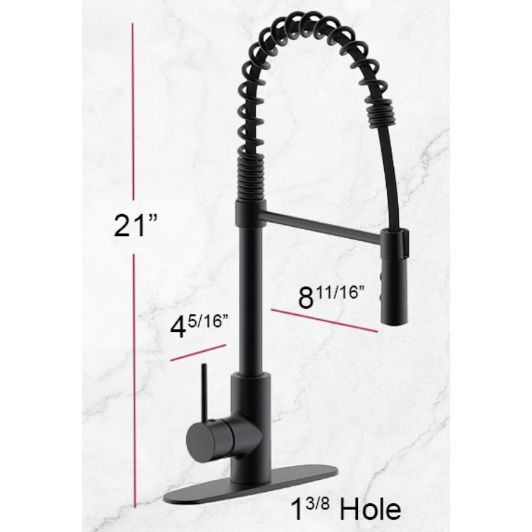 21" Matte Black Stainless Steel Pull Down Kitchen Faucet