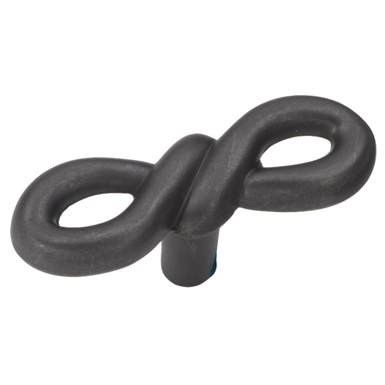 Black Iron Oval Designer Cabinet Knob with Mounting Hardware