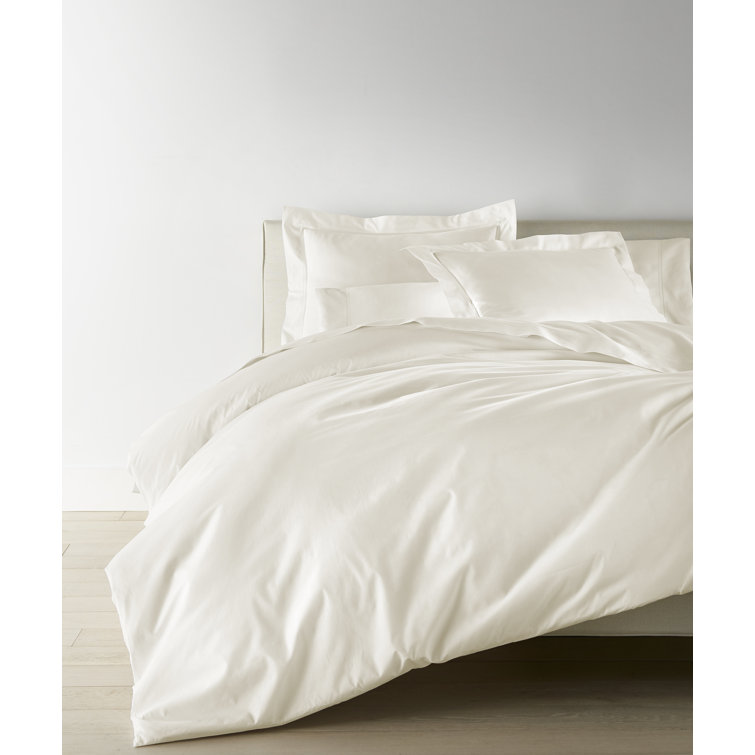Ivory Cotton Percale Full/Queen Duvet Cover