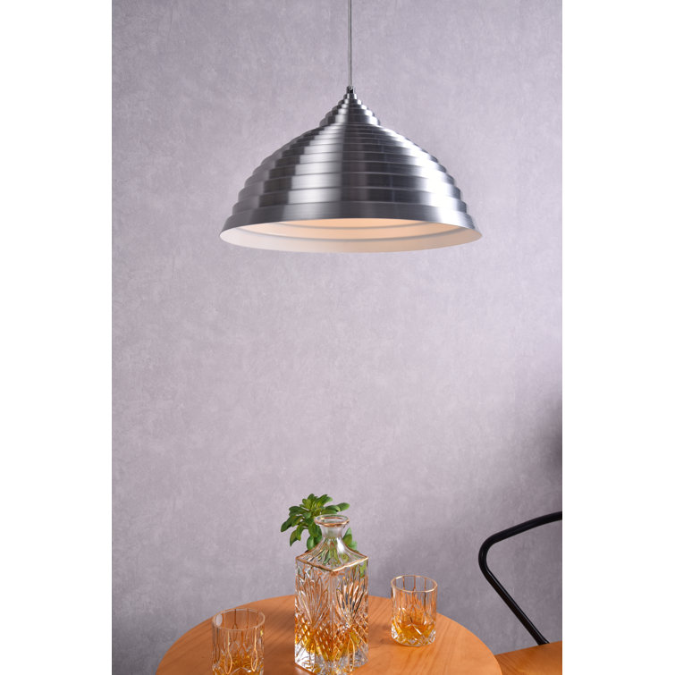 Modern Silver Aluminum Dome Pendant Light