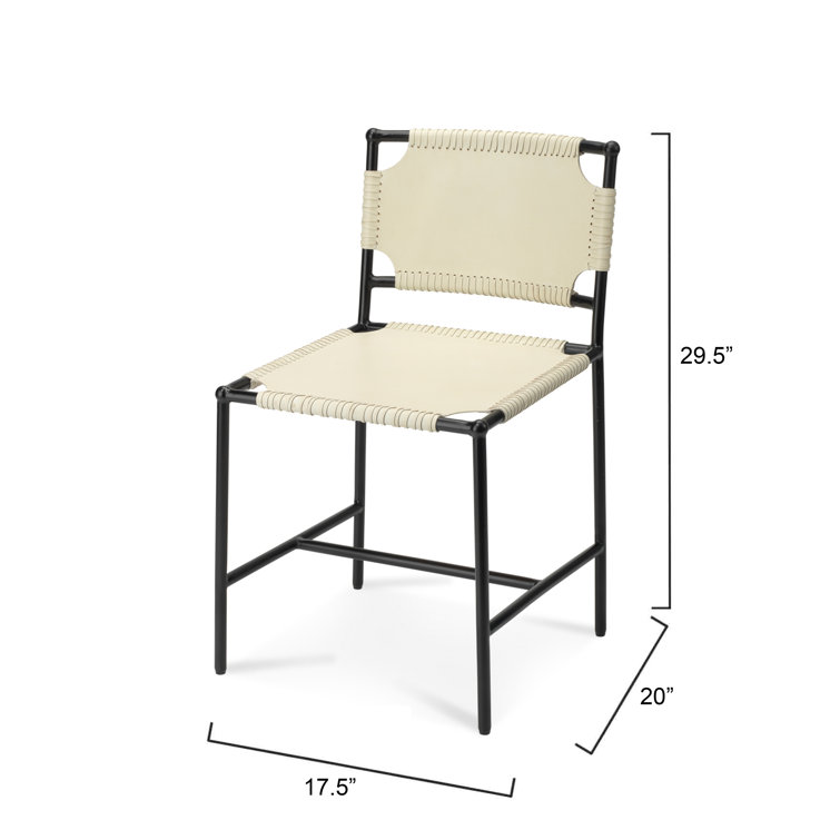 Asher Luxe White Leather Upholstered Dining Chair with Metal Frame