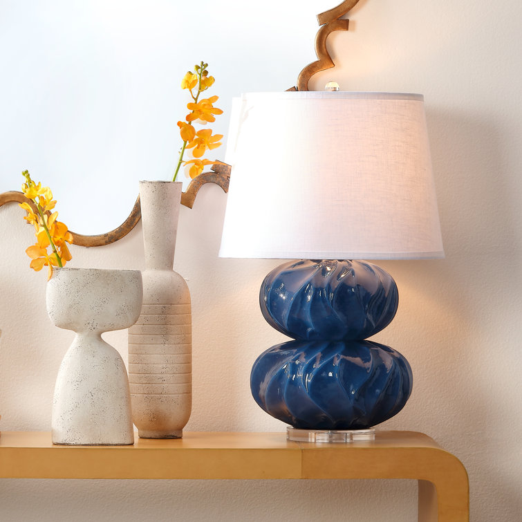 Handcrafted Coastal Ceramic Table Vase with Narrow Waist