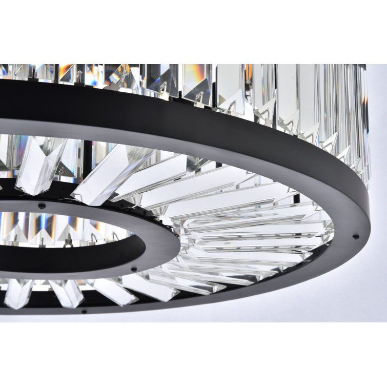 Matte Black 8-Light Chandelier with Clear Crystal Trim