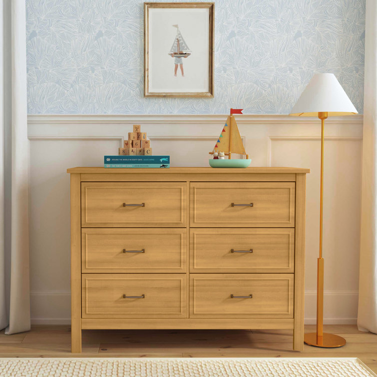 Honey Double Nursery Dresser with Classic Metal Pulls