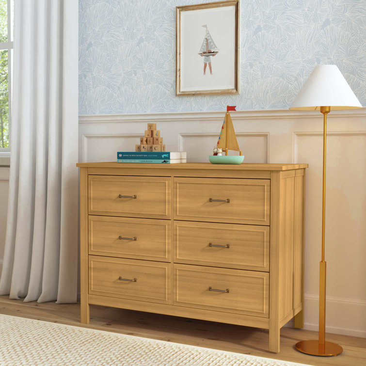 Honey Double Nursery Dresser with Classic Metal Pulls