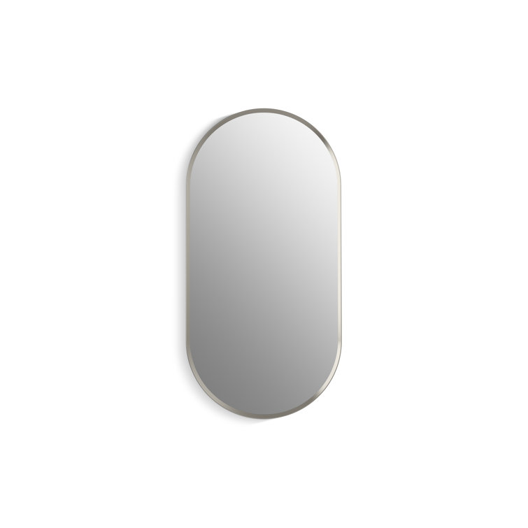 Brushed Nickel 30" x 15" Capsule Framed Medicine Cabinet