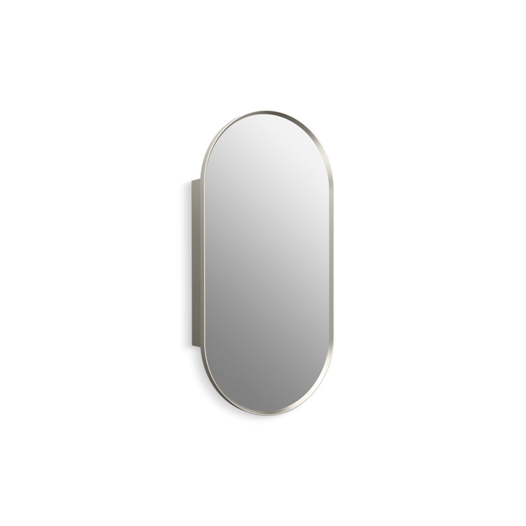 Brushed Nickel 30" x 15" Capsule Framed Medicine Cabinet