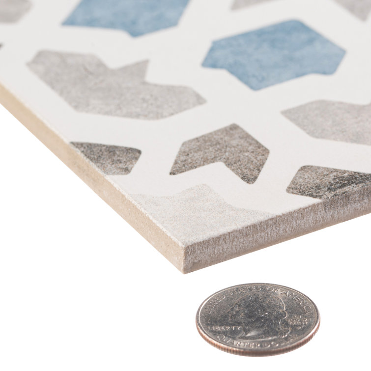 Luv Charmed Blue and Gray 8" Glazed Porcelain Tile