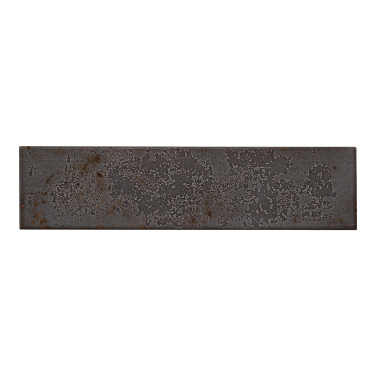 Serenite 4-in x 16-in Black Glazed Porcelain Wall Tile
