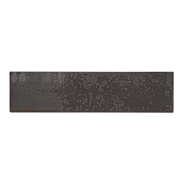 Serenite 4-in x 16-in Black Glazed Porcelain Wall Tile