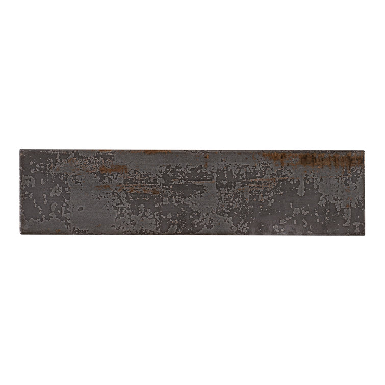 Serenite 4-in x 16-in Black Glazed Porcelain Wall Tile