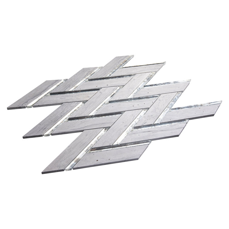 Skylar Polished White Marble Chevron Mosaic Tile