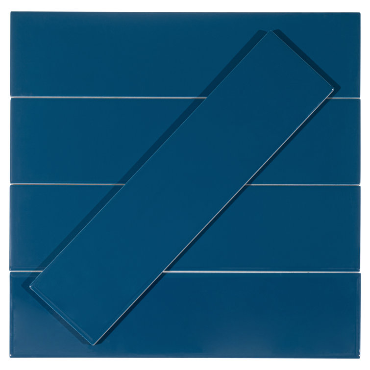 Galor-Nayim 3" x 12" Glossy Blue Ceramic Wall Tile