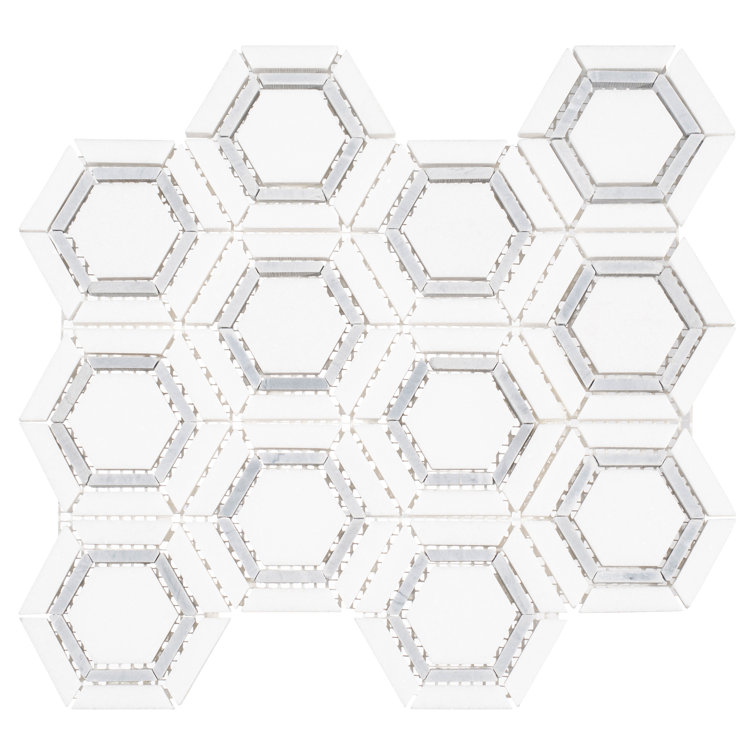 Hexaco Polished Natural Stone Hexagon Mosaic Tile Sheet