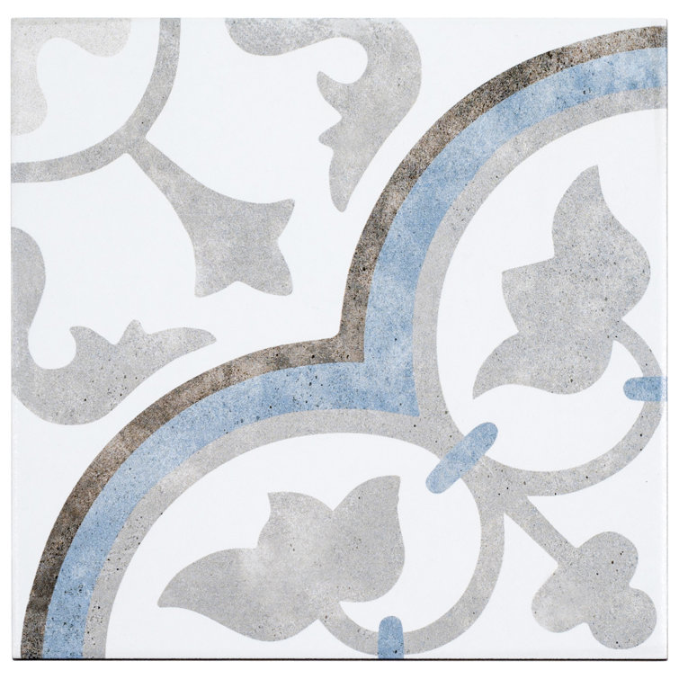 Luv Passion 8" Gray and Blue Porcelain Tile