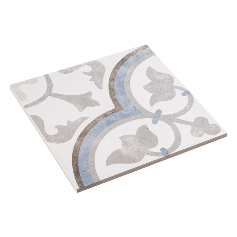 Luv Passion 8" Gray and Blue Porcelain Tile