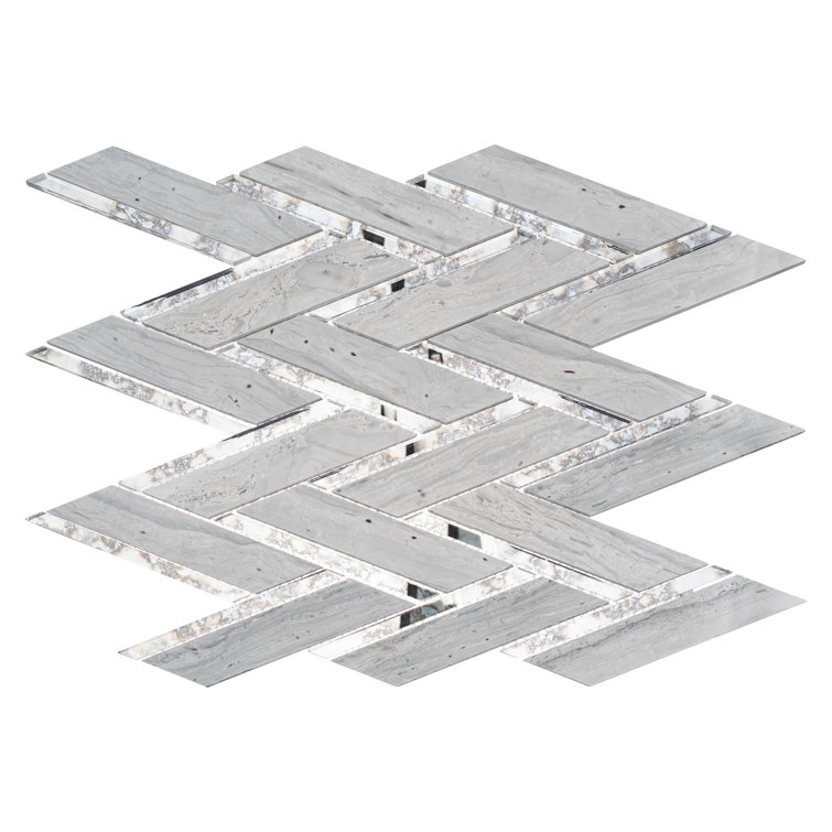 Skylar Polished White Marble Chevron Mosaic Tile