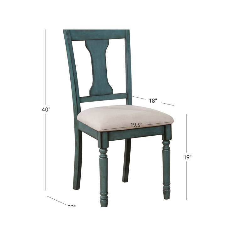 Teal Blue Willow Upholstered Side Chair with Turned Legs