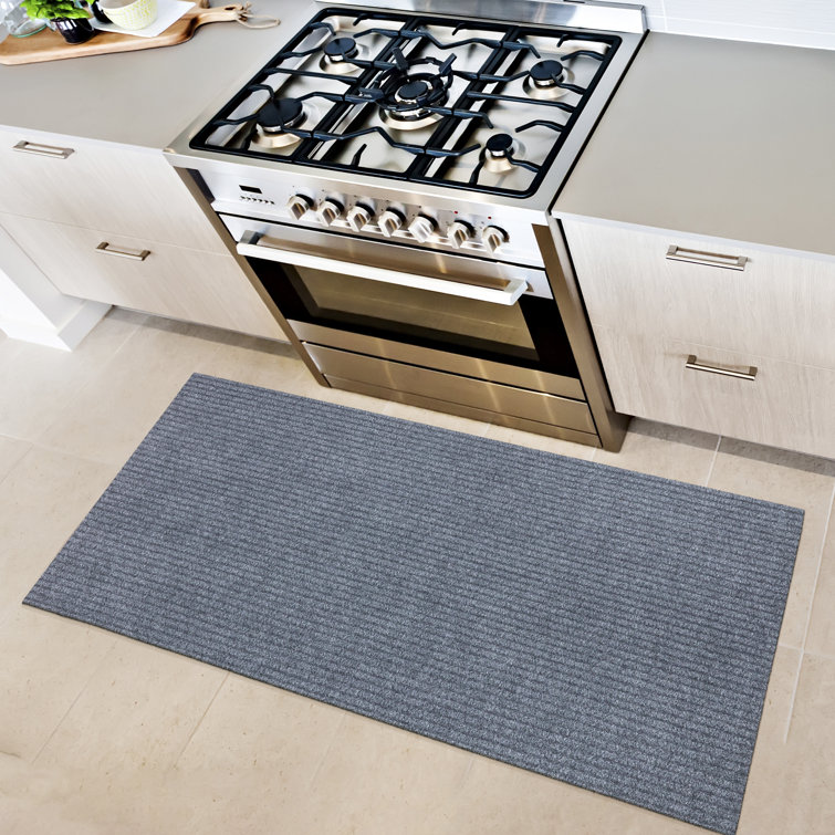 Gray Non-Slip Synthetic Hallway Runner Rug, 2' x 5'