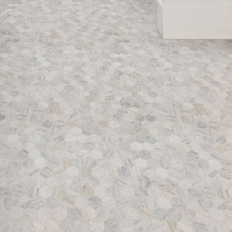 Capri Blue Hexagon Honed Marble Mosaic Tile Sheet