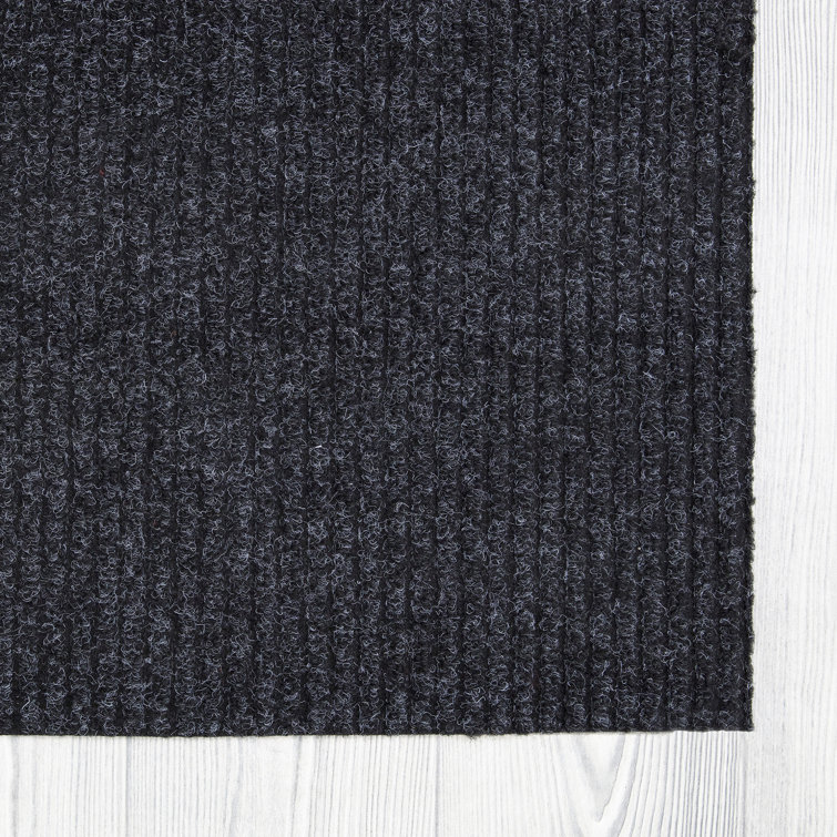Black Non-Slip Synthetic Hallway Runner Rug, 2'7" x 9'10"