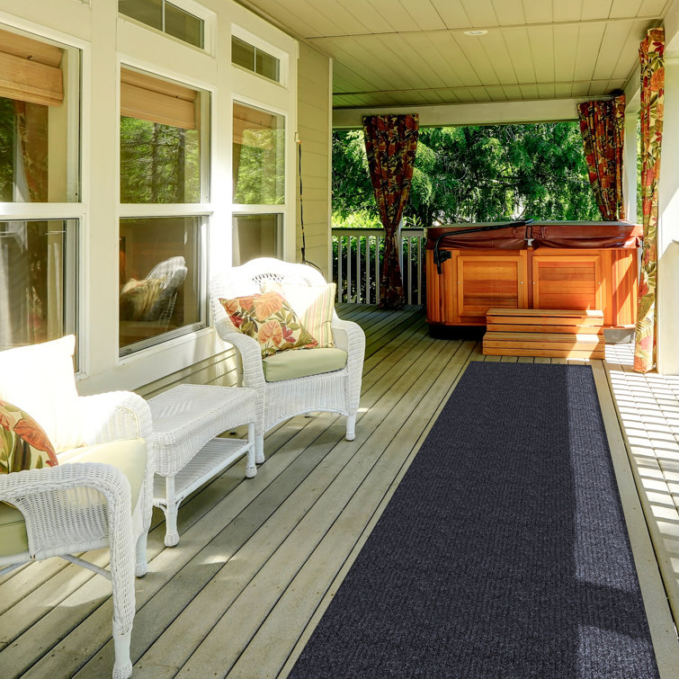 Black Non-Slip Synthetic Hallway Runner Rug, 2'7" x 9'10"