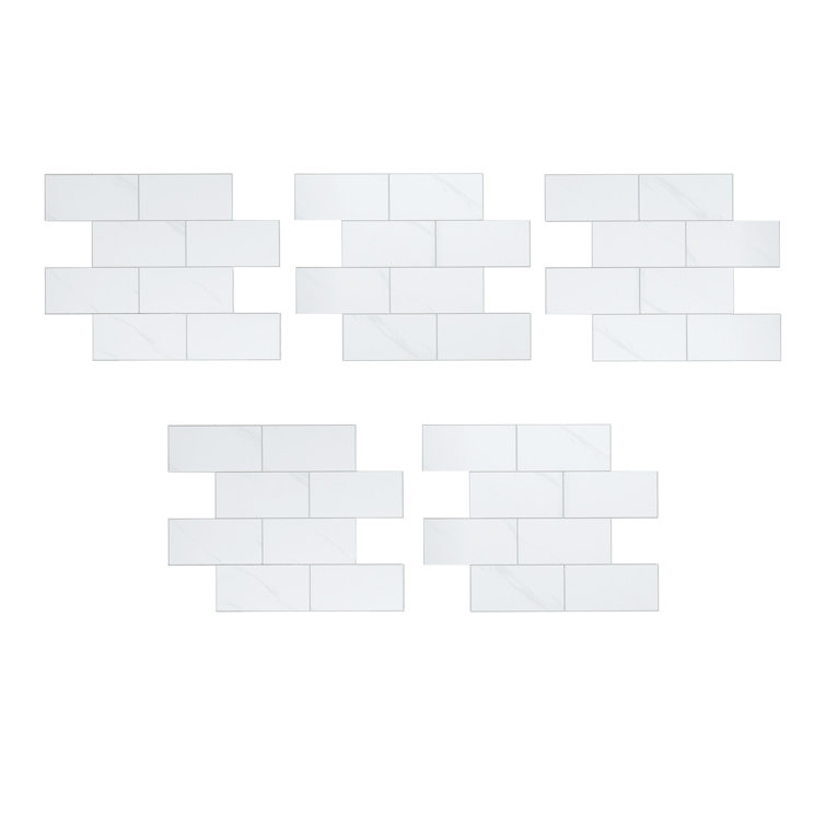 Carrara Subway White PVC Peel and Stick Backsplash Tiles