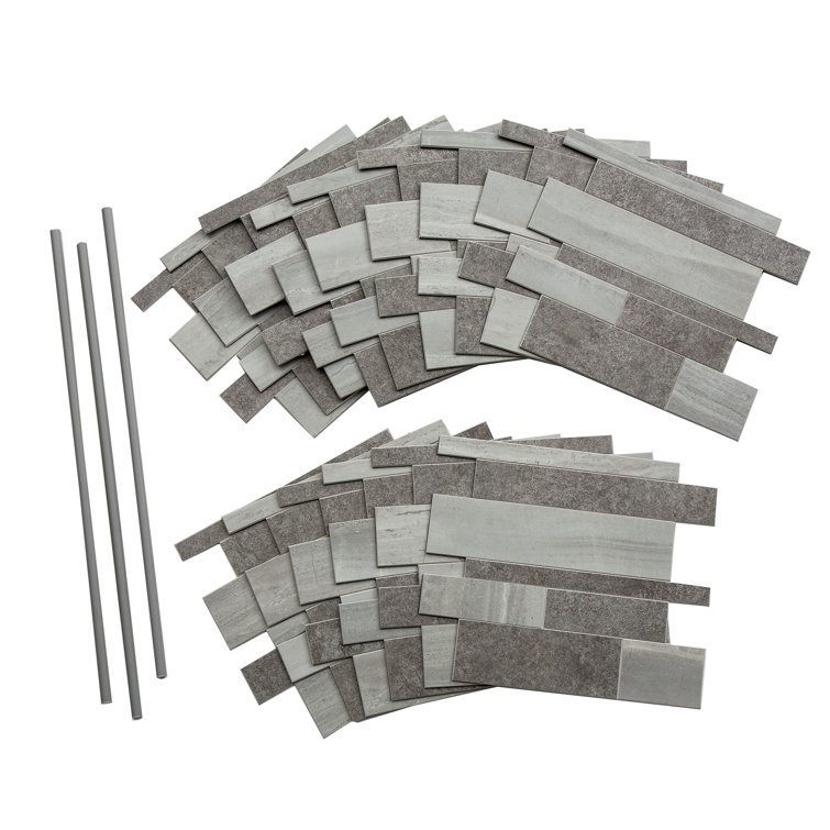Mixed Gray Corridor Peel and Stick Mosaic Tile Set