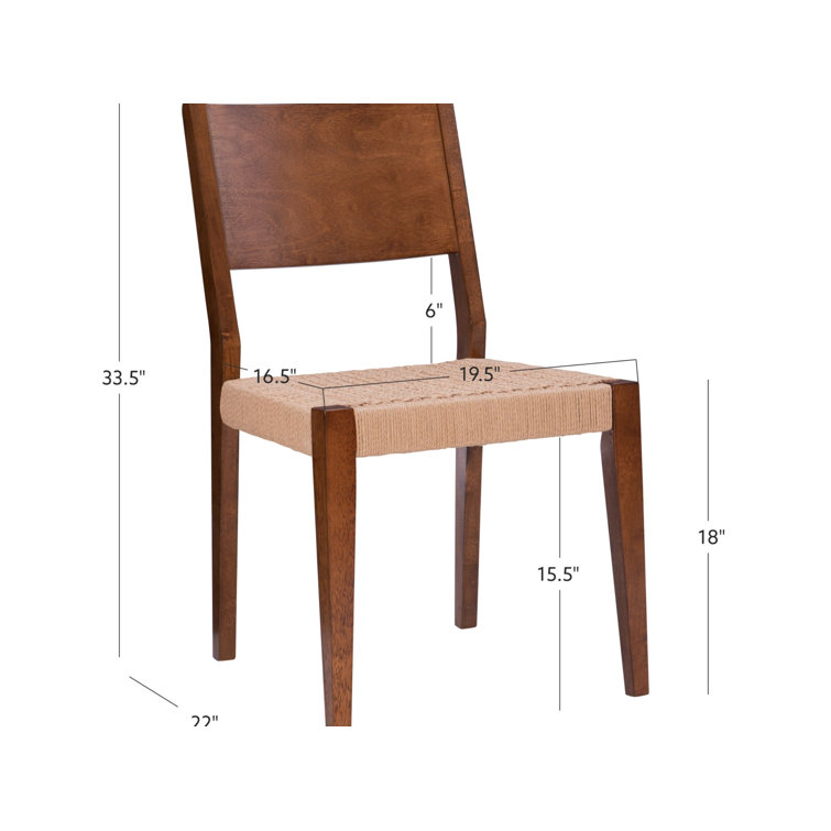 Midcentury Modern Brown Dining Chair with Woven Rope Seat