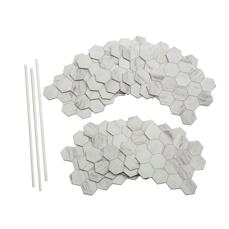 Carrara Hex Gray PVC Peel and Stick Mosaic Tile