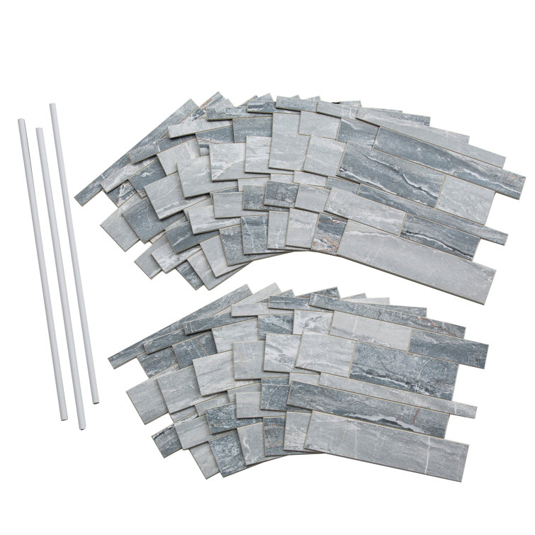 Ocean Corridor Gray and Blue Vinyl Peel and Stick Mosaic Tile Kit