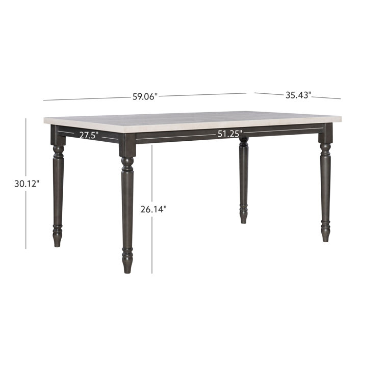Smokey White and Dark Gray Farmhouse Solid Wood Dining Table