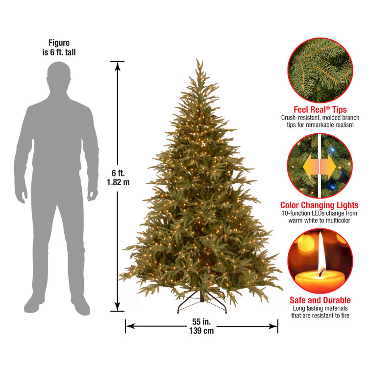 6.5' Green Fir Artificial Christmas Tree with Dual Color LED Lights