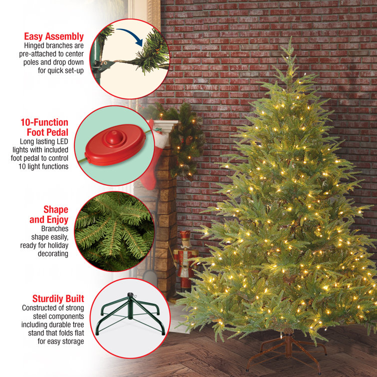 6.5' Green Fir Artificial Christmas Tree with Dual Color LED Lights