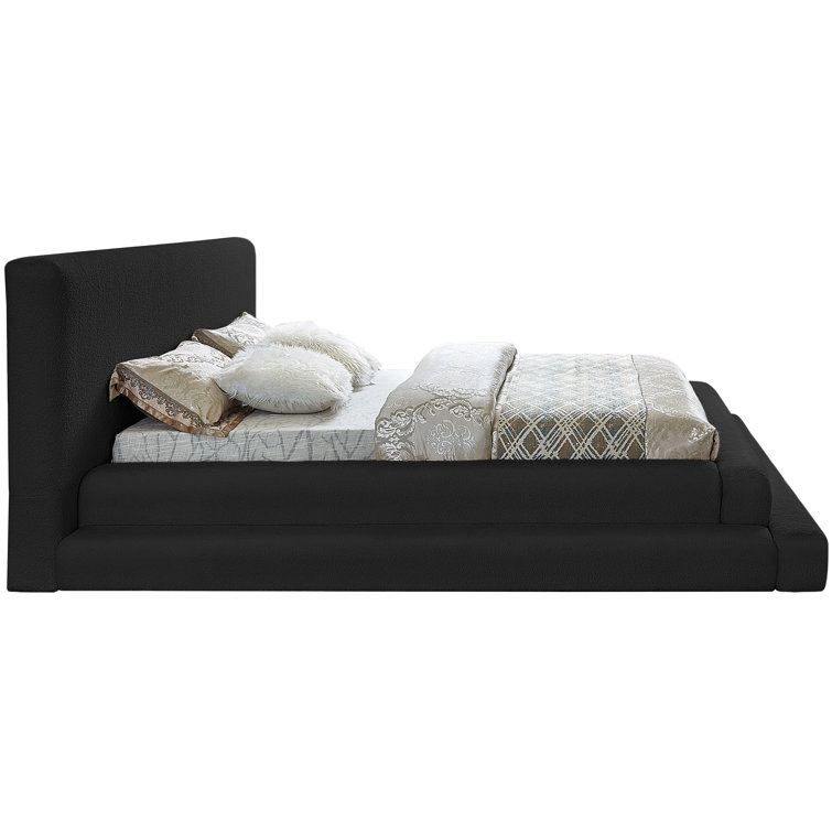 Black Queen Upholstered Bed with Rectangular Headboard