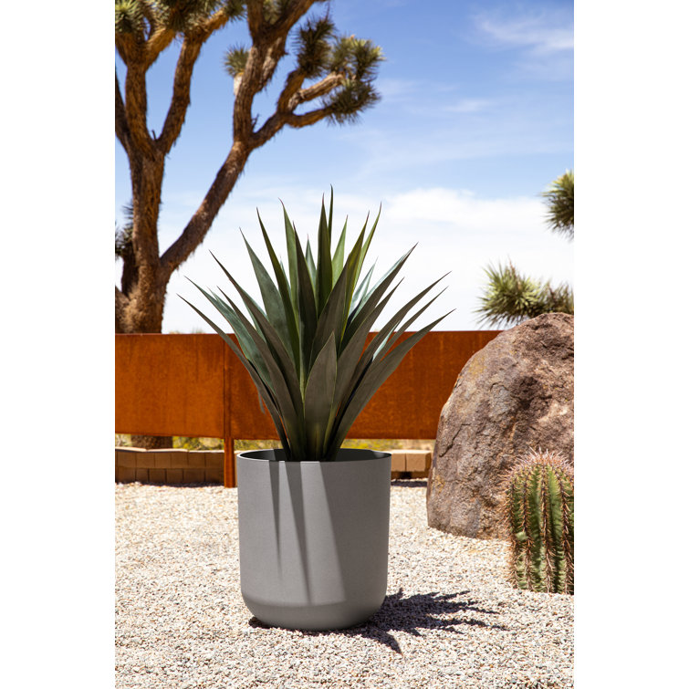 Gray 20" Plastic-Stone Indoor/Outdoor Planter