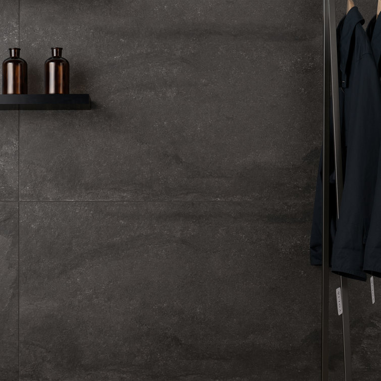 Large Format Matte Black Porcelain Floor and Wall Tile