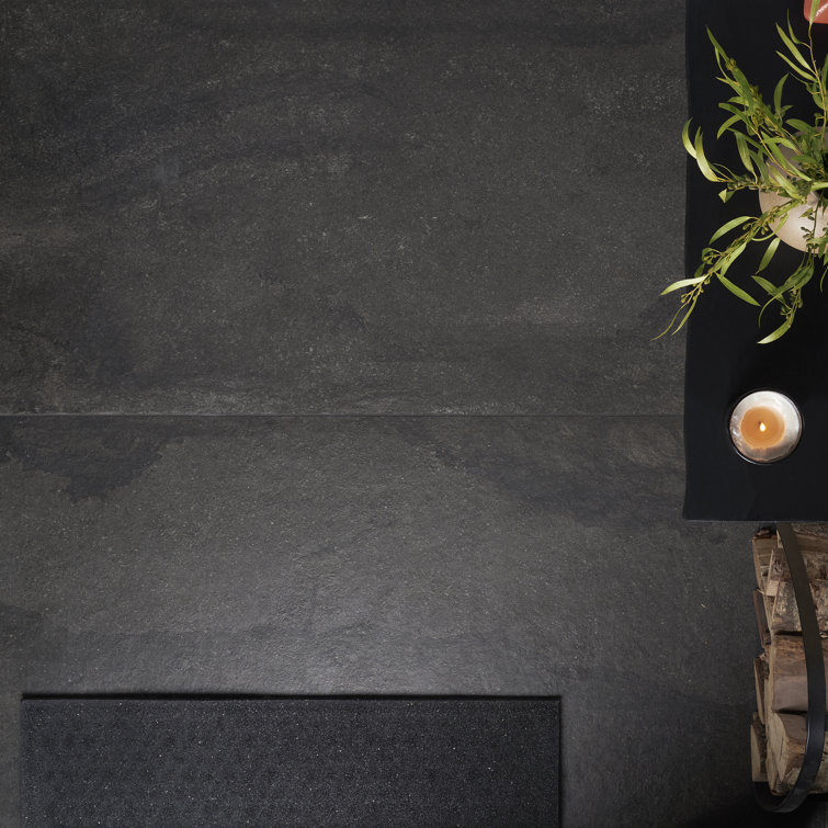 Large Format Matte Black Porcelain Floor and Wall Tile
