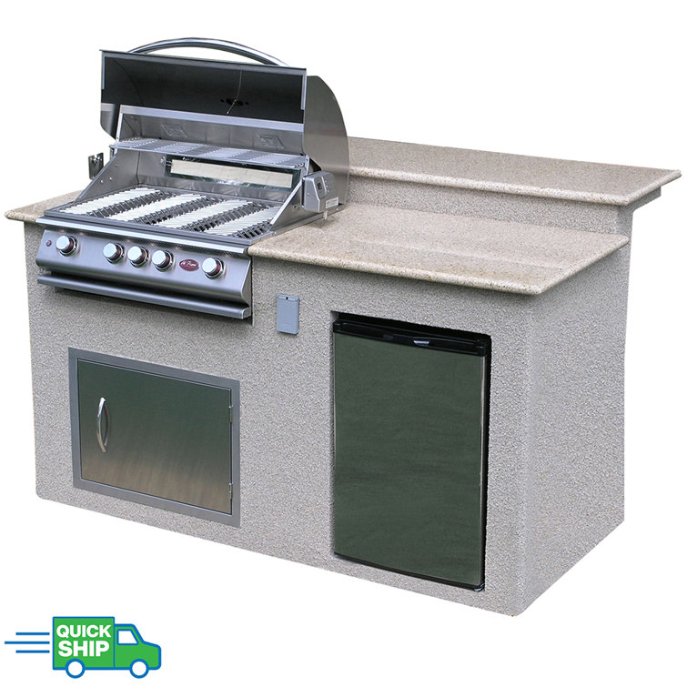 Stainless Steel 76'' Propane Grill Island with Side Burner