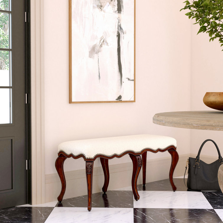Michelline Light Cherry and Cream Upholstered Bench