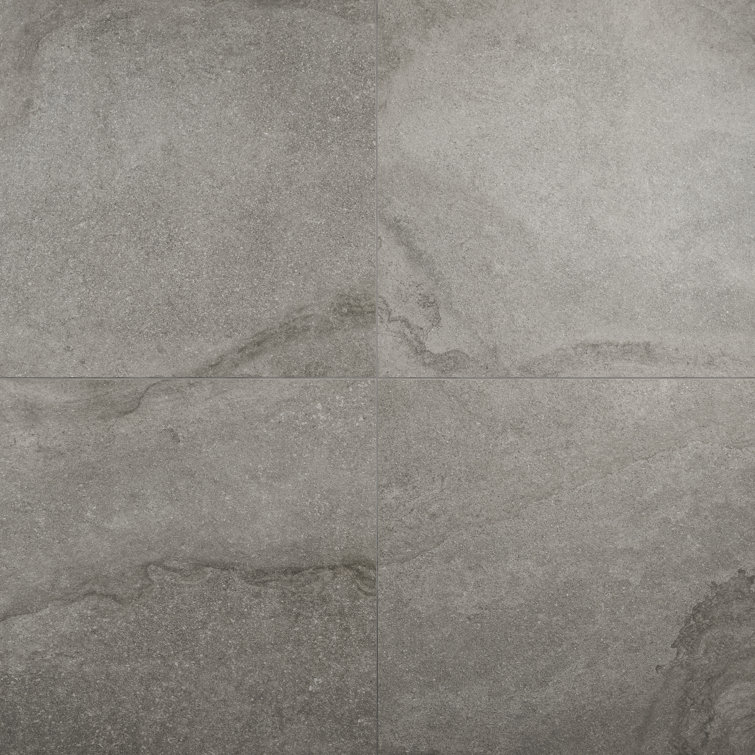 District 24" x 24" Matte Gray Porcelain Floor and Wall Tile