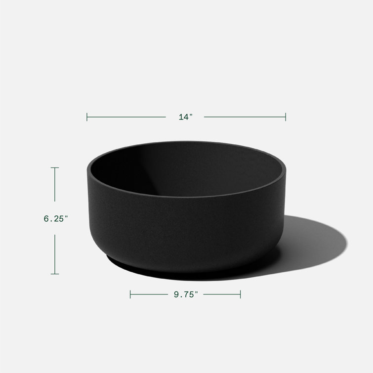 Black Round Plastic-Stone Composite Indoor/Outdoor Planter