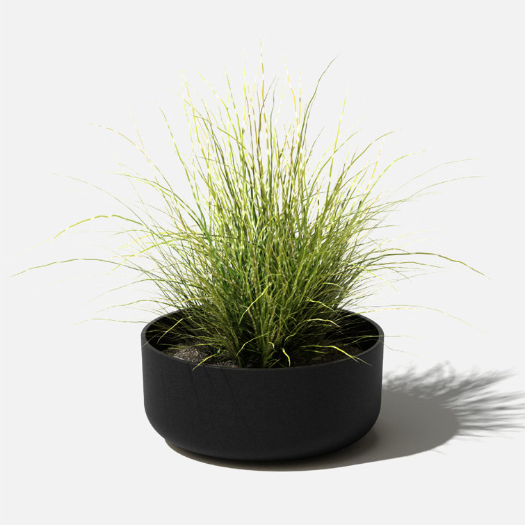 Black Round Plastic-Stone Composite Indoor/Outdoor Planter