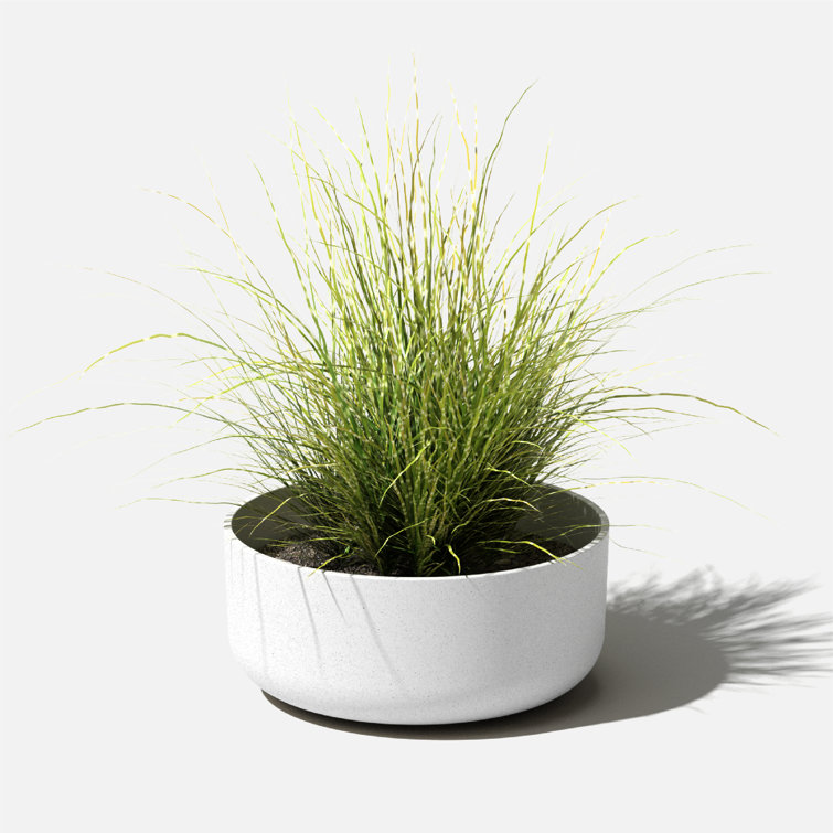 Kona Modern White 14" Plastic-Stone Indoor/Outdoor Bowl Planter